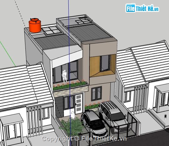 Nhà phố 2 tầng,model su nhà phố 2 tầng,file su nhà phố 2 tầng,file sketchup nhà phố 2 tầng,sketchup nhà phố 2 tầng