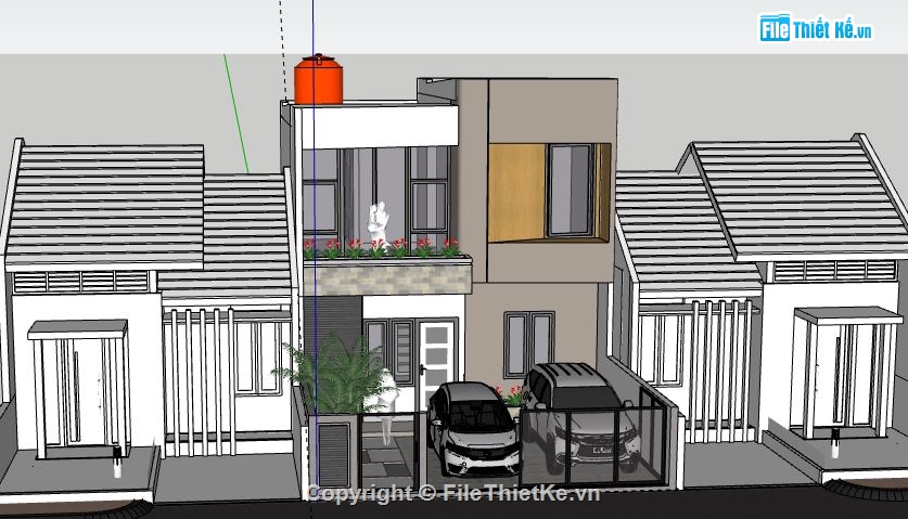 Nhà phố 2 tầng,model su nhà phố 2 tầng,file su nhà phố 2 tầng,file sketchup nhà phố 2 tầng,sketchup nhà phố 2 tầng