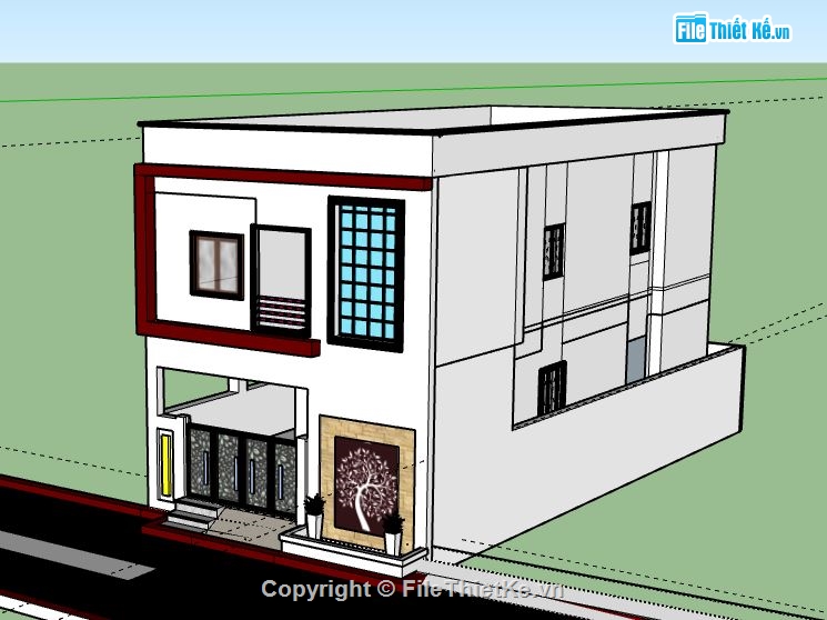 Nhà phố 2 tầng,model su nhà phố 2 tầng,nhà phố 2 tầng file su,file sketchup nhà phố 2 tầng