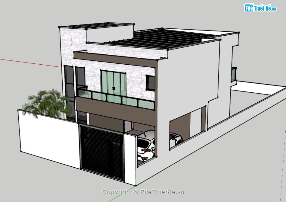 model su thiết kế nhà phố 2 tầng,sketchup nhà phố 2 tầng,3d su nhà phố 2 tầng