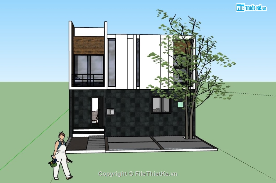 Nhà phố 2 tầng,model su nhà phố 2 tầng,file su nhà phố 2 tầng,nhà phố 2 tầng file su,file sketchup nhà phố 2 tầng