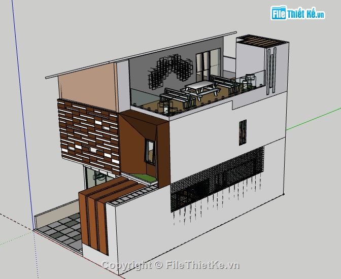 Nhà phố 2 tầng,model su nhà phố 2 tầng,file su nhà phố 2 tầng,nhà phố 2 tầng sketchup,sketchup nhà phố 2 tầng