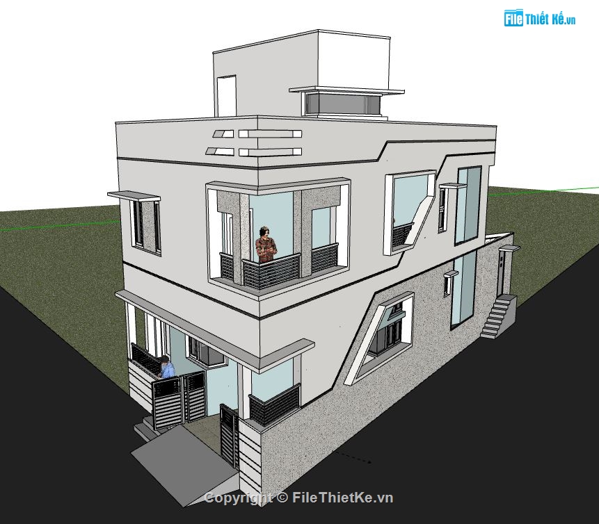 Nhà phố 2 tầng,file su nhà phố 2 tầng,nhà phố 2 tầng sketchup,file sketchup nhà phố 2 tầng