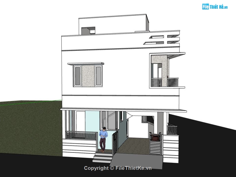 Nhà phố 2 tầng,file su nhà phố 2 tầng,nhà phố 2 tầng sketchup,file sketchup nhà phố 2 tầng