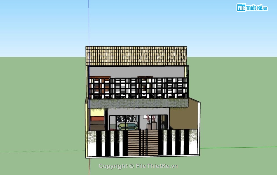 Nhà phố 2 tầng,model su nhà phố 2 tầng,sketchup nhà phố 2 tầng,nhà phố 2 tầng file su,nhà phố 2 tầng sketchup