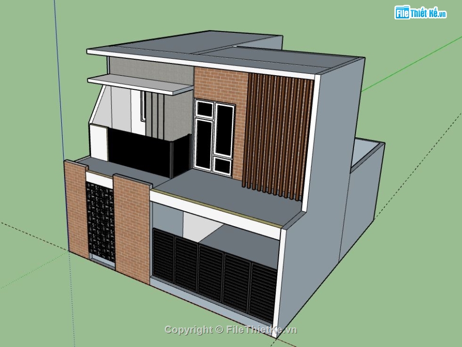 Nhà phố 2 tầng,model su nhà phố 2 tầng,nhà phố 2 tầng sketchup,sketchup nhà phố 2 tầng