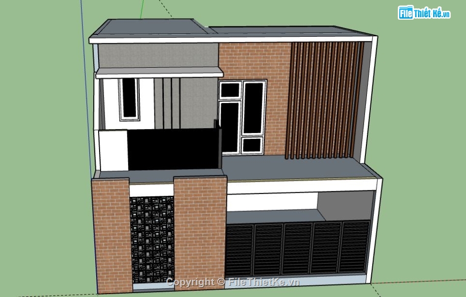 Nhà phố 2 tầng,model su nhà phố 2 tầng,nhà phố 2 tầng sketchup,sketchup nhà phố 2 tầng