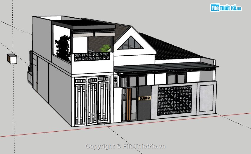 Nhà phố 2 tầng,model su nhà phố 2 tầng,file sketchup nhà phố 2 tầng,nhà phố 2 tầng file sketchup,file su nhà phố 2 tầng