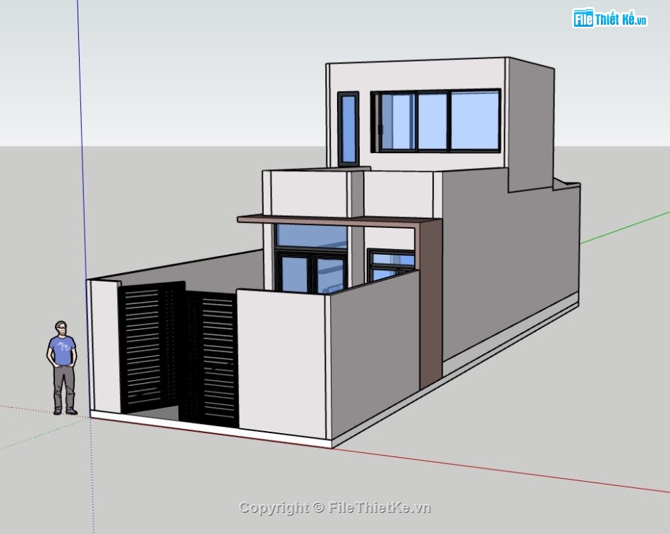 file nhà phố 2 tầng,mẫu nhà phố 2 tầng,sketchup nhà phố 2 tầng