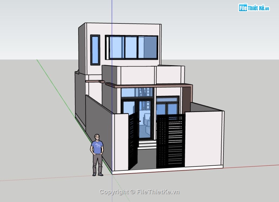 file nhà phố 2 tầng,mẫu nhà phố 2 tầng,sketchup nhà phố 2 tầng