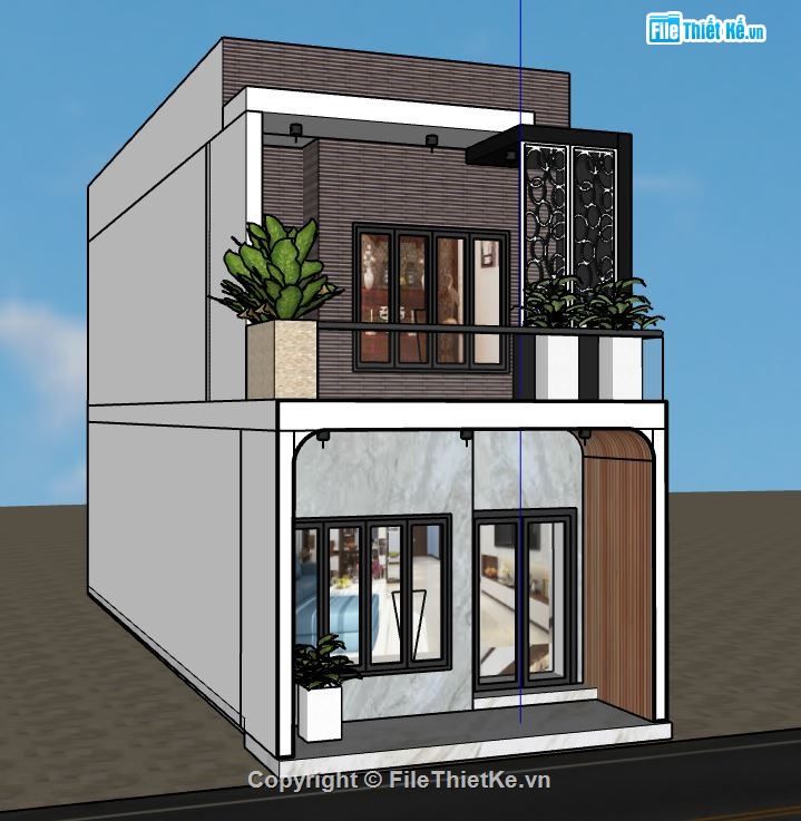 sketchup nhà phố 2 tầng,nhà phố sketchup,file sketchup nhà phố,file nhà phố sketchup