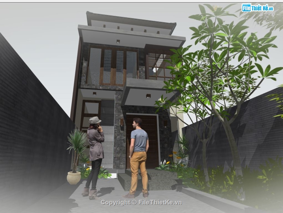 nhà phố 2 tầng,sketchup nhà phố 2 tầng,su nhà phố 2 tầng,file sketchup nhà phố 2 tầng