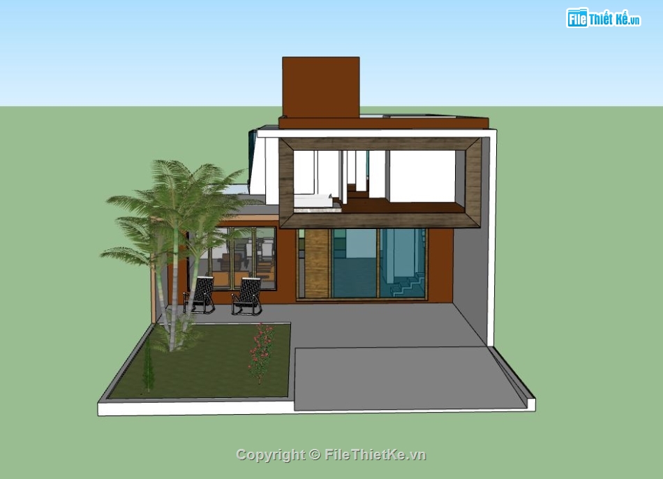 Nhà phố 2 tầng,model su nhà phố 2 tầng,nhà phố 2 tầng file sketchup,sketchup nhà phố 2 tầng