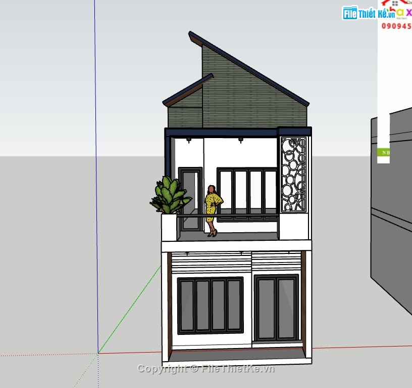 nhà phố 2 tầng,sketchup nhà phố 2 tầng,model su nhà phố 2 tầng