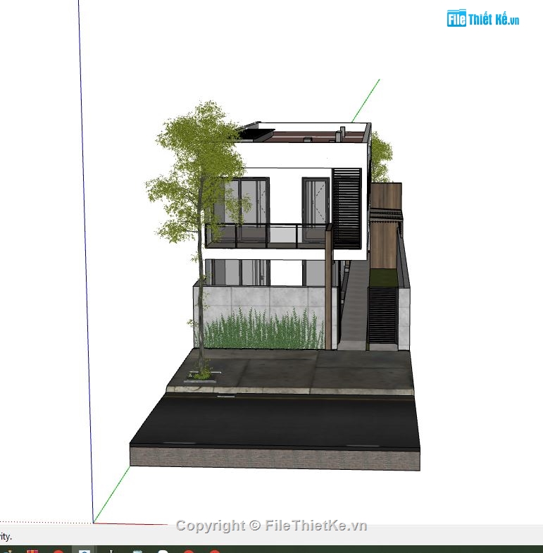 nhà phố 2 tầng,sketchup nhà phố 2 tầng,model su nhà phố 2 tầng