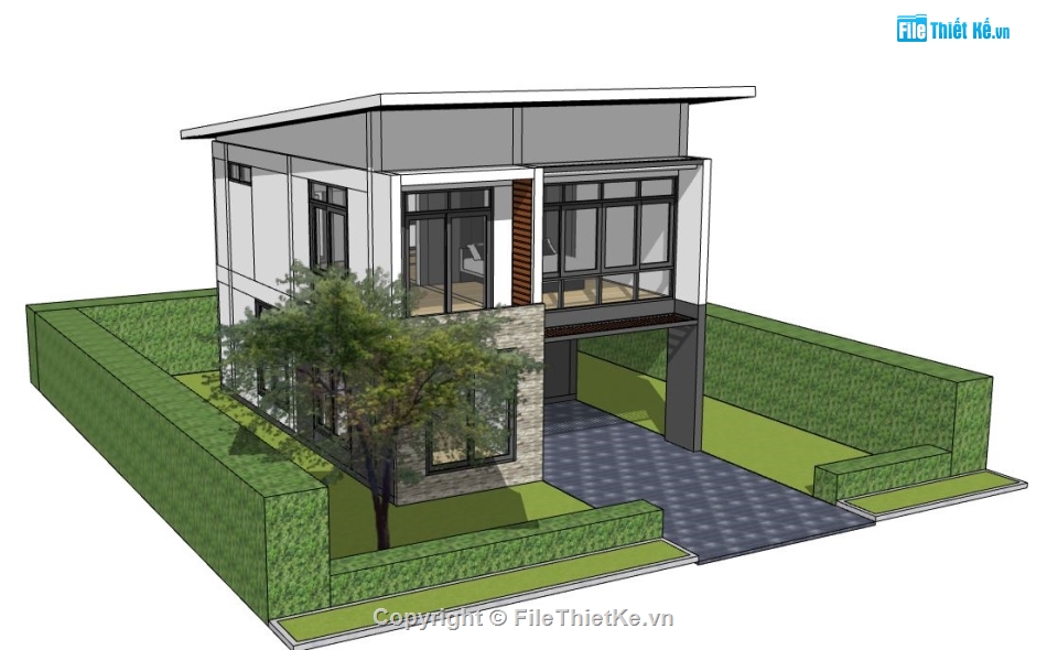 nhà phố 2 tầng,sketchup nhà phố 2 tầng,model sketchup nhà phố 2 tầng