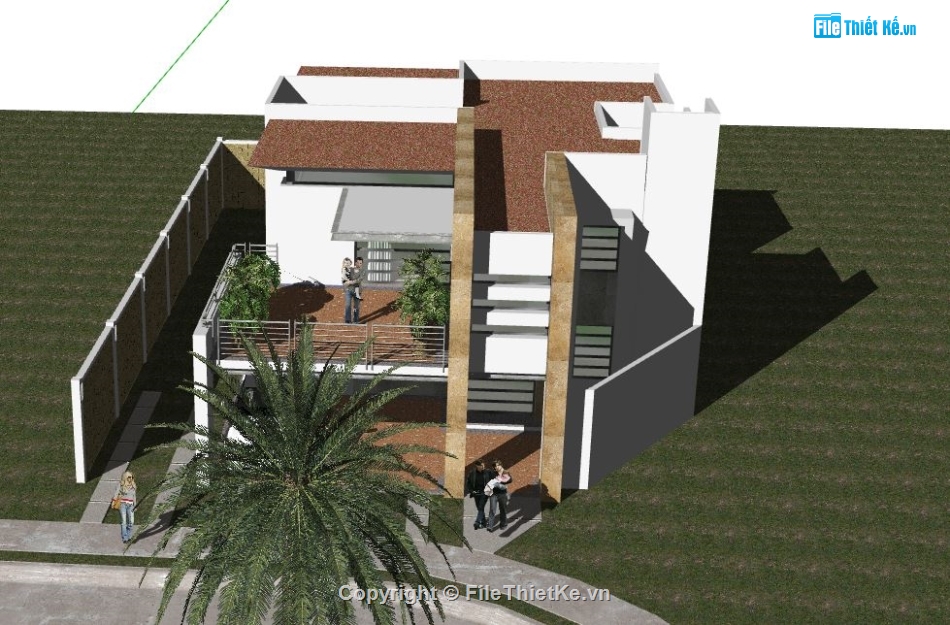 nhà phố 2 tầng,file sketchup nhà phố 2 tầng,su nhà phố 2 tầng