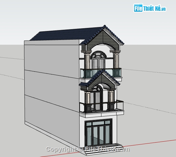 Nhà phố 3 tầng,model su nhà phố 3 tầng,file su nhà phố 3 tầng,file sketchup nhà phố 3 tầng,nhà phố 3 tầng sketchup