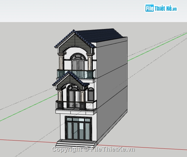 Nhà phố 3 tầng,model su nhà phố 3 tầng,file su nhà phố 3 tầng,file sketchup nhà phố 3 tầng,nhà phố 3 tầng sketchup