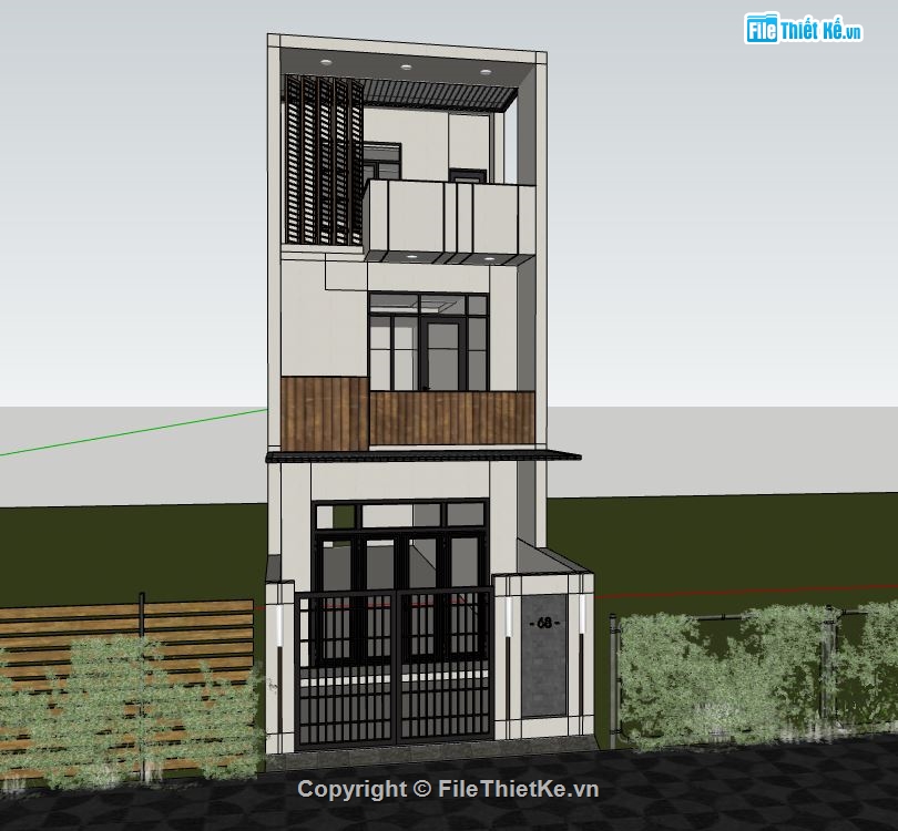 su nhà phố 3 tầng,file sketchup nhà phố,thiết kế nhà phố 3 tầng su