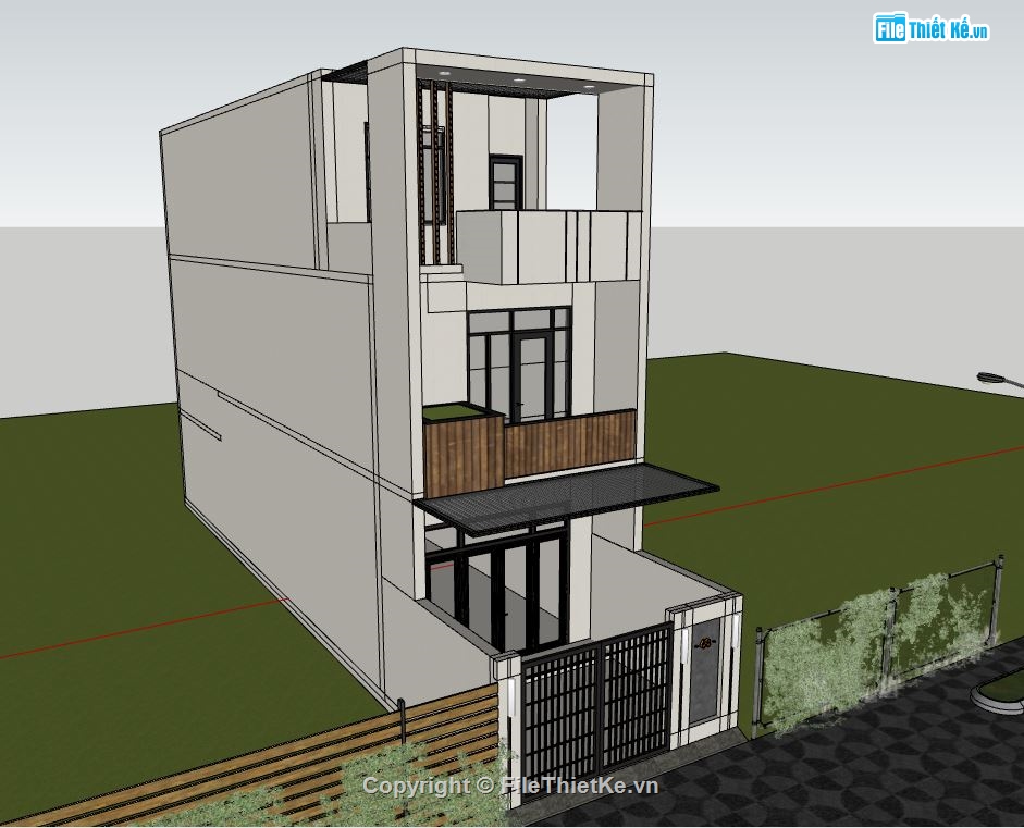 su nhà phố 3 tầng,file sketchup nhà phố,thiết kế nhà phố 3 tầng su