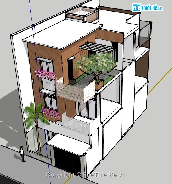 nhà phố 3 tầng,su nhà phố 3 tầng,model sketchup nhà phố 3 tầng,nhà phố 3 tầng file su