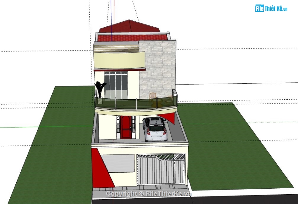 Nhà phố 3 tầng,Model su nhà phố 3 tầng,file su nhà phố 3 tầng,nhà phố 3 tầng sketchup,nhà phố 3 tầng file su