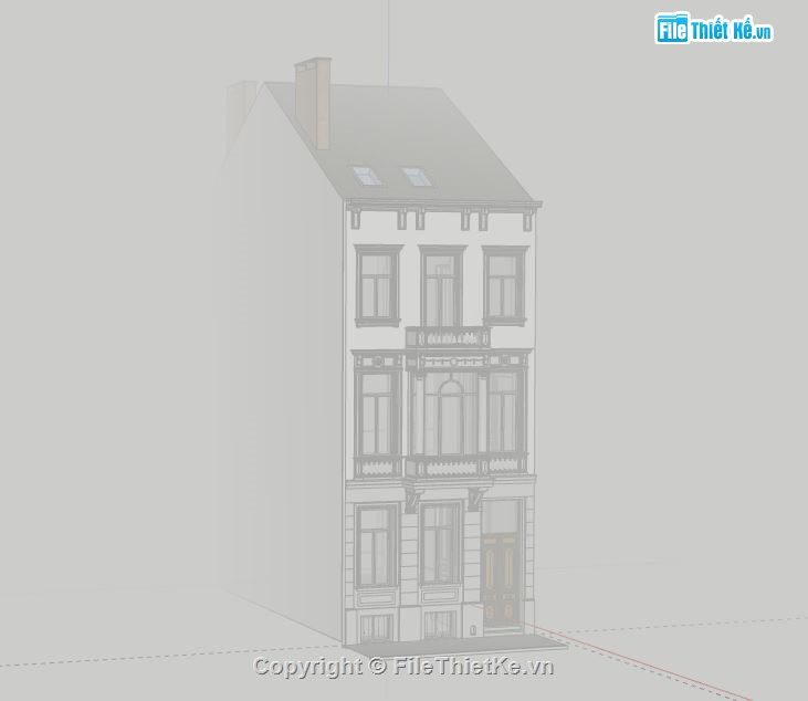 Nhà phố 3 tầng,model su nhà phố 3 tầng,nhà phố 3 tầng file su,sketchup nhà phố 3 tầng