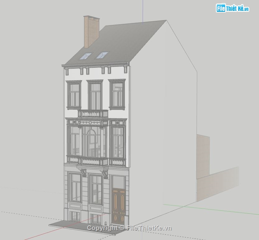 Nhà phố 3 tầng,model su nhà phố 3 tầng,nhà phố 3 tầng file su,sketchup nhà phố 3 tầng