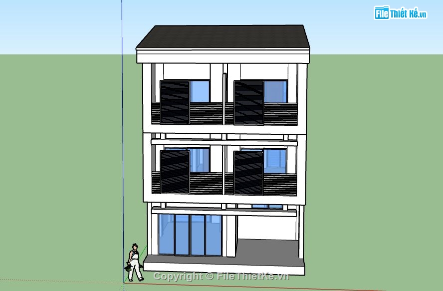 Nhà phố 3 tầng,model su nhà phố 3 tầng,file su nhà phố 3 tầng,sketchup nhà phố 3 tầng,nhà phố 3 tầng file su