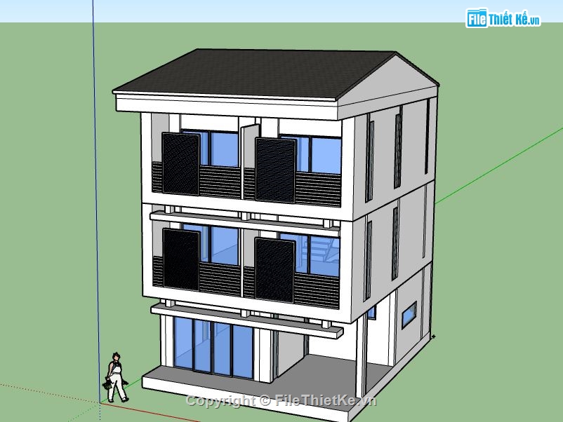 Nhà phố 3 tầng,model su nhà phố 3 tầng,file su nhà phố 3 tầng,sketchup nhà phố 3 tầng,nhà phố 3 tầng file su