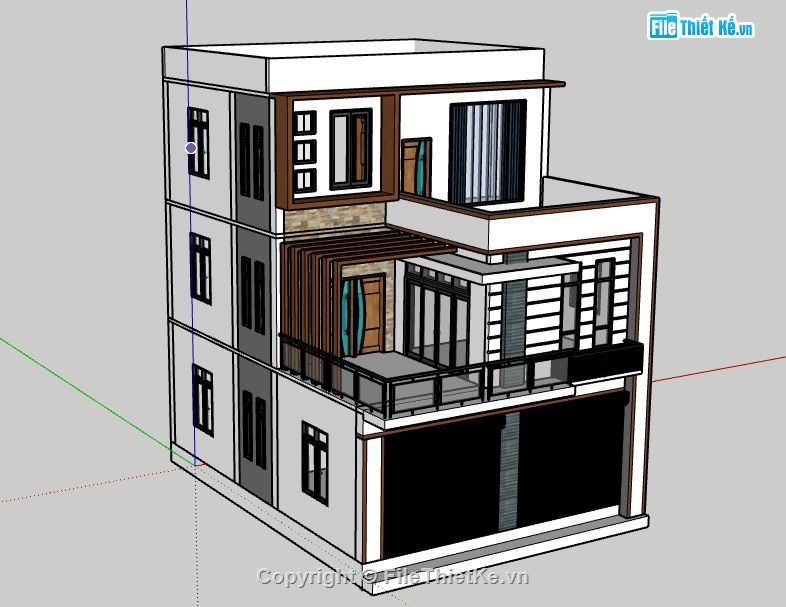 Nhà phố 3 tầng,model su nhà phố 3 tầng,nhà phố 3 tầng,sketchup nhà phố 3 tầng