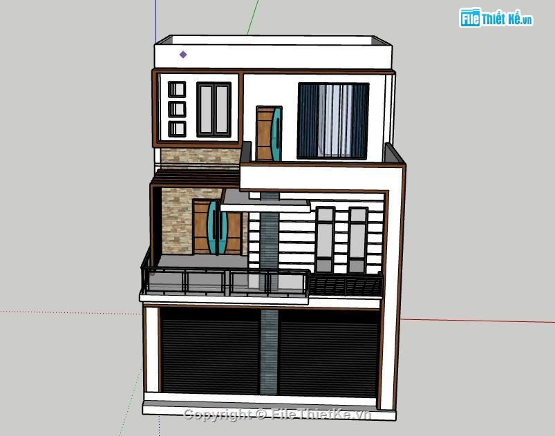 Nhà phố 3 tầng,model su nhà phố 3 tầng,nhà phố 3 tầng,sketchup nhà phố 3 tầng