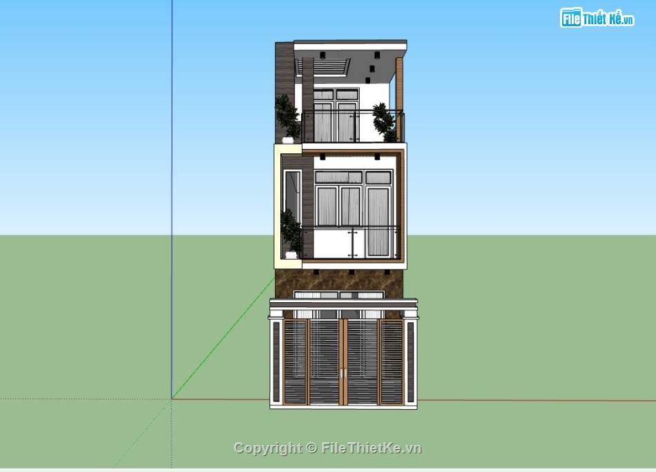 su nhà phố,file sketchup nhà phố,model su nhà phố