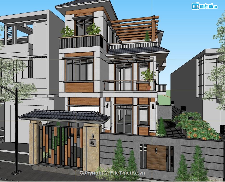 su nhà phố,model su nhà phố,sketchup nhà phố