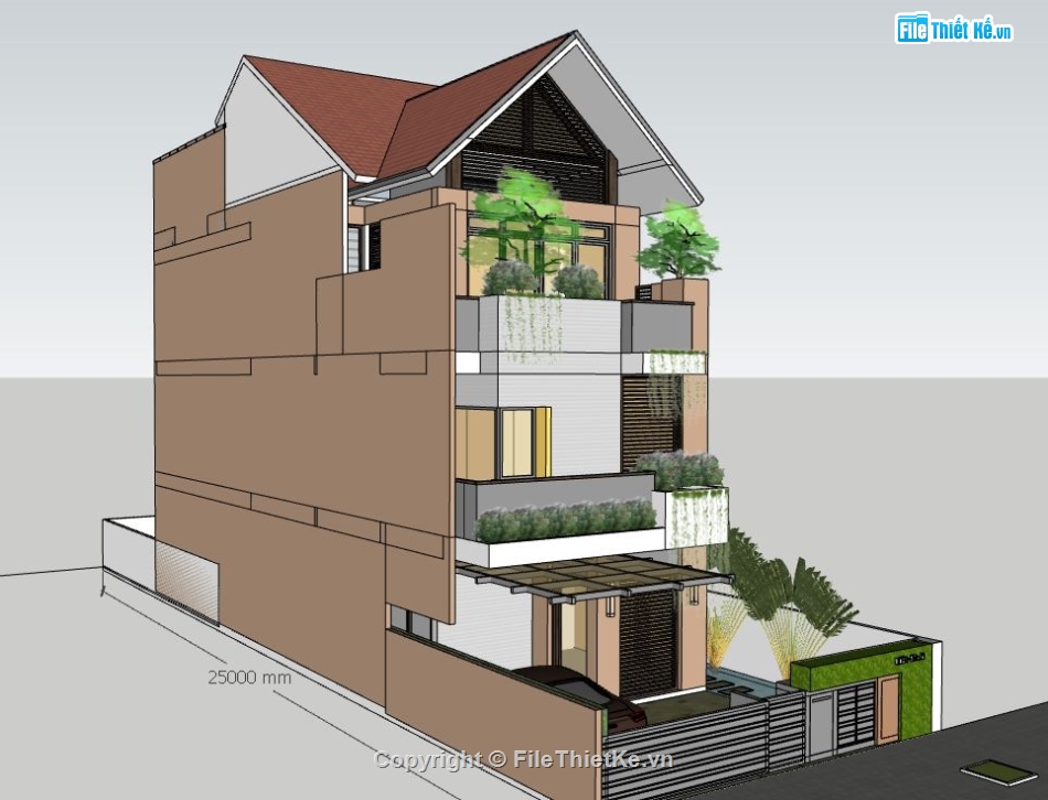 su nhà phố 3 tầng,file sketchup nhà phố 3 tầng,nhà phố 3 tầng sketchup