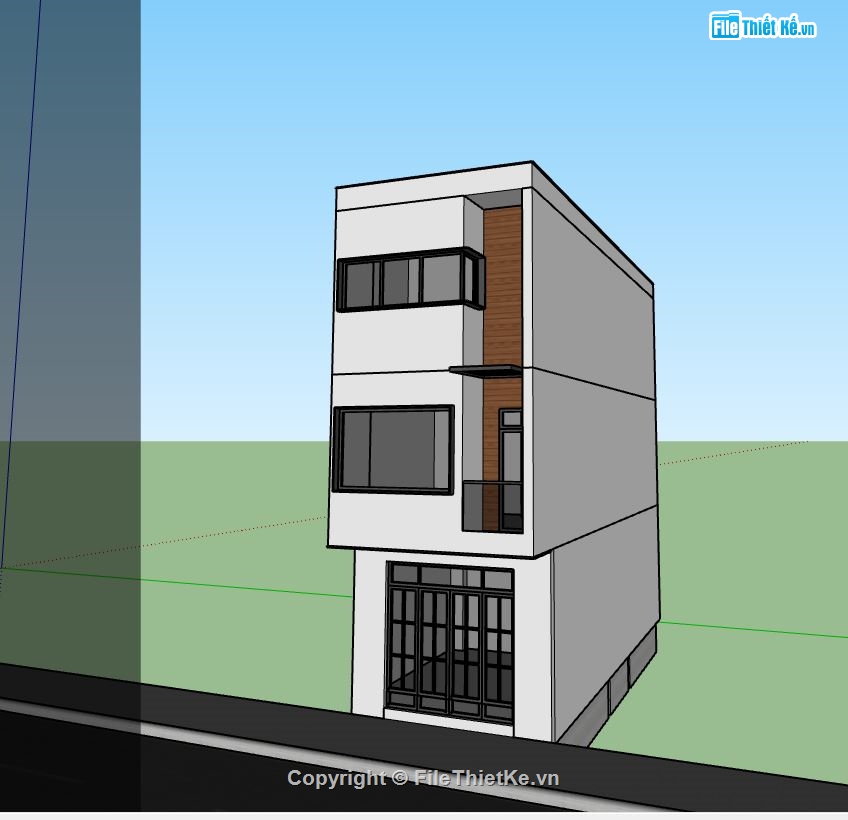 nhà phố 3 tầng,nhà 3 tầng,sketchup nhà phố 3 tầng