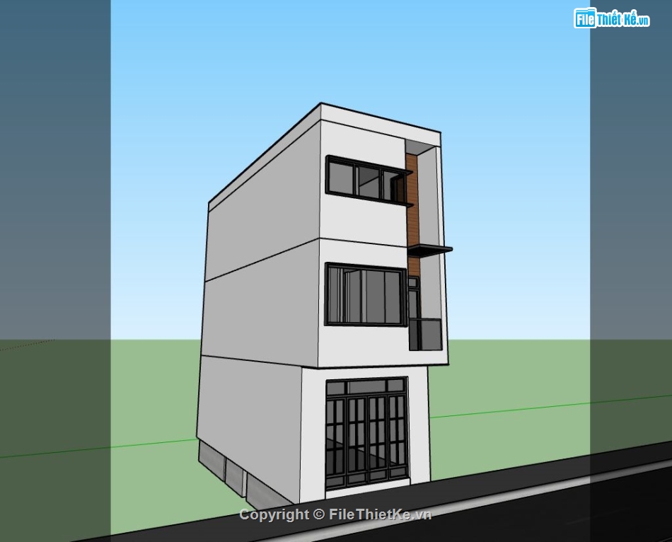 nhà phố 3 tầng,nhà 3 tầng,sketchup nhà phố 3 tầng