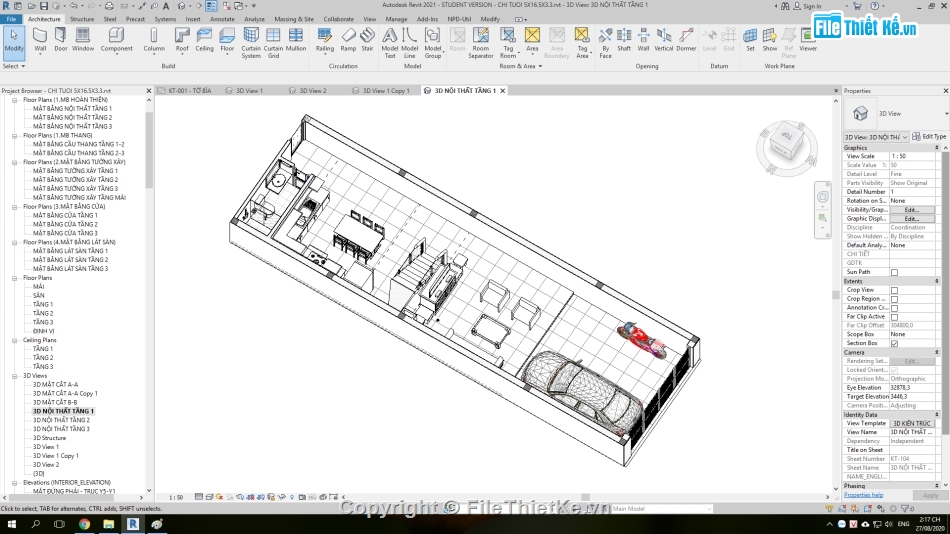 Nhà phố hiện đại 5x16.5m,Bản vẽ nhà phố 3 tầng 5x16m,Mẫu nhà phố 3 tầng,file cad nhà phố 3 tầng