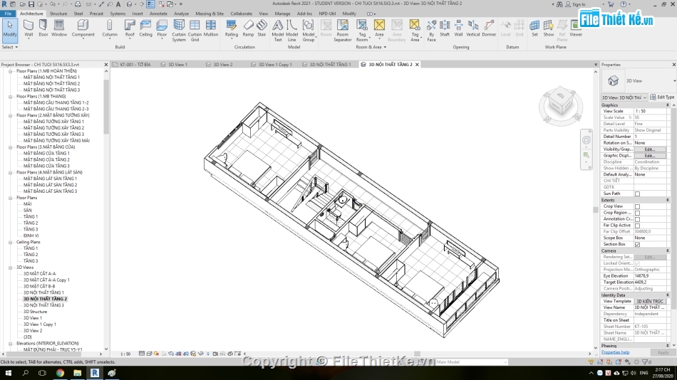 Nhà phố hiện đại 5x16.5m,Bản vẽ nhà phố 3 tầng 5x16m,Mẫu nhà phố 3 tầng,file cad nhà phố 3 tầng