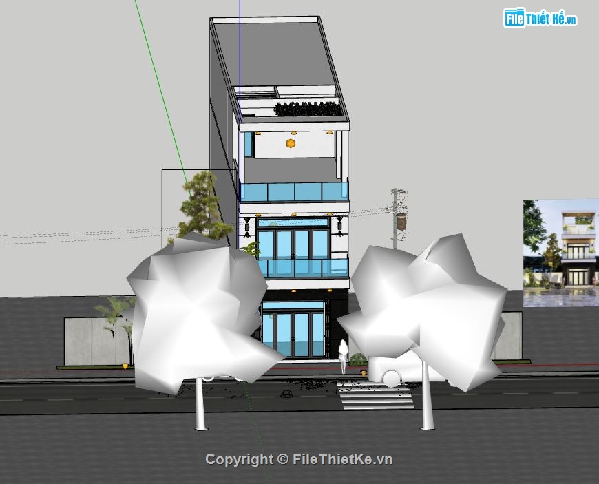 nhà phố 3 tầng,sketchup nhà phố 3 tầng,model su nhà phố 3 tầng