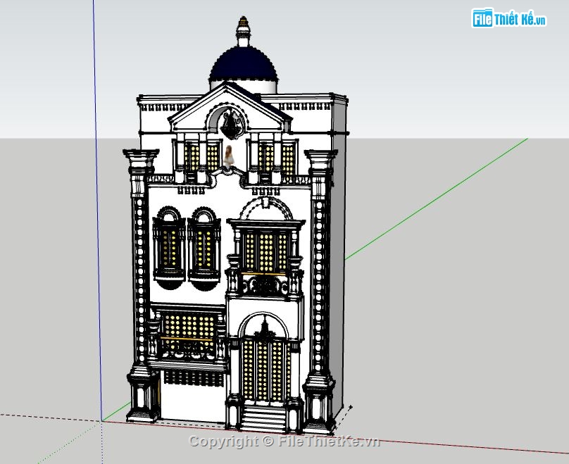 Nhà phố 3 tầng,file su nhà phố 3 tầng,sketchup nhà phố 3 tầng