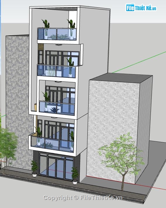 nhà phố 4 tầng 1 tum,sketchup nhà phố 4 tầng 1 tum,mẫu nhà phố 4 tầng 1 tum