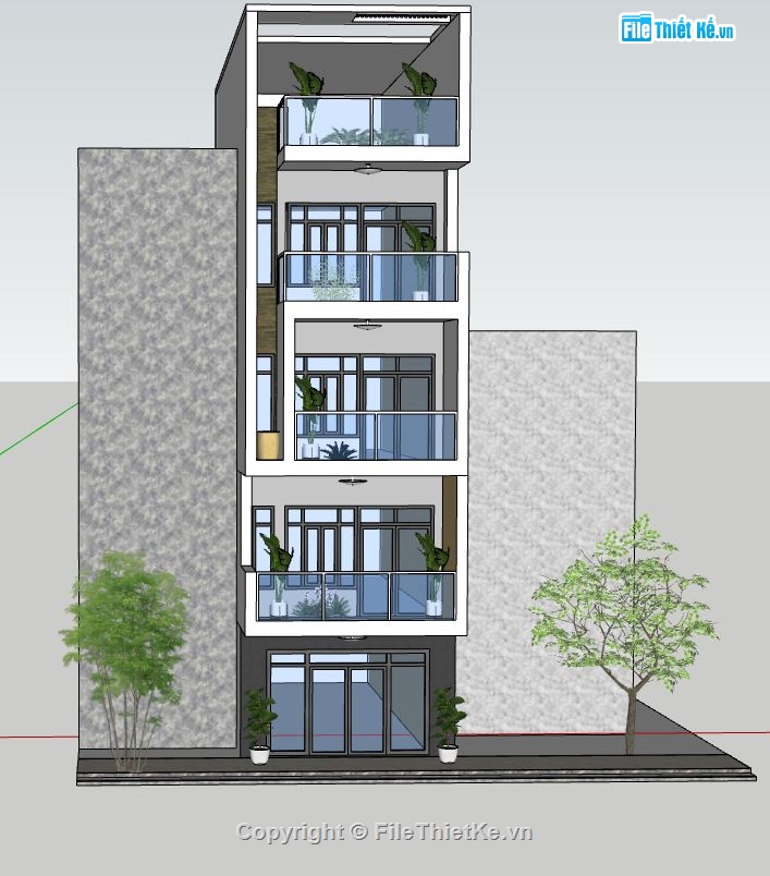 nhà phố 4 tầng 1 tum,sketchup nhà phố 4 tầng 1 tum,mẫu nhà phố 4 tầng 1 tum