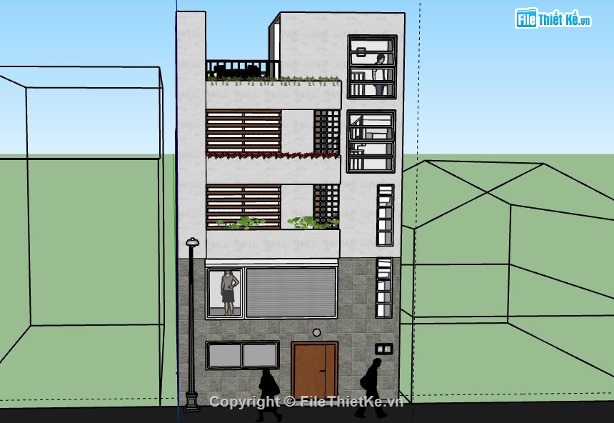 Nhà phố 5 tầng,model su nhà phố 5 tầng,file sketchup nhà phố 5 tầng,nhà phố 5 tầng file sketchup