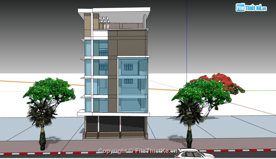 su nhà phố 6 tầng,file sketchup nhà phố,model su nhà phố