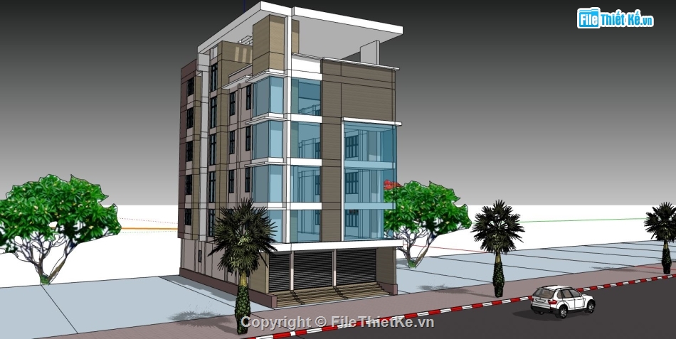 su nhà phố 6 tầng,file sketchup nhà phố,model su nhà phố