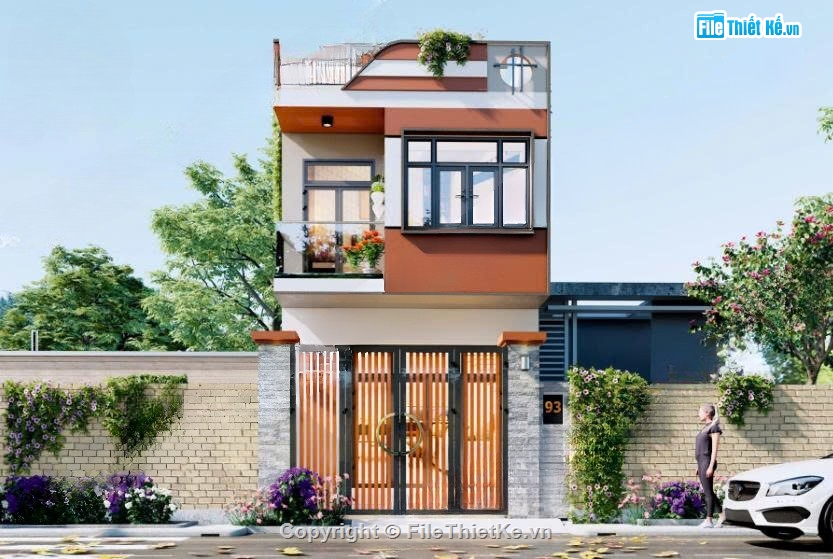 thiết kế nhà phố đầy đủ,nhà phố 2 tâng,bản vẽ nhà phố