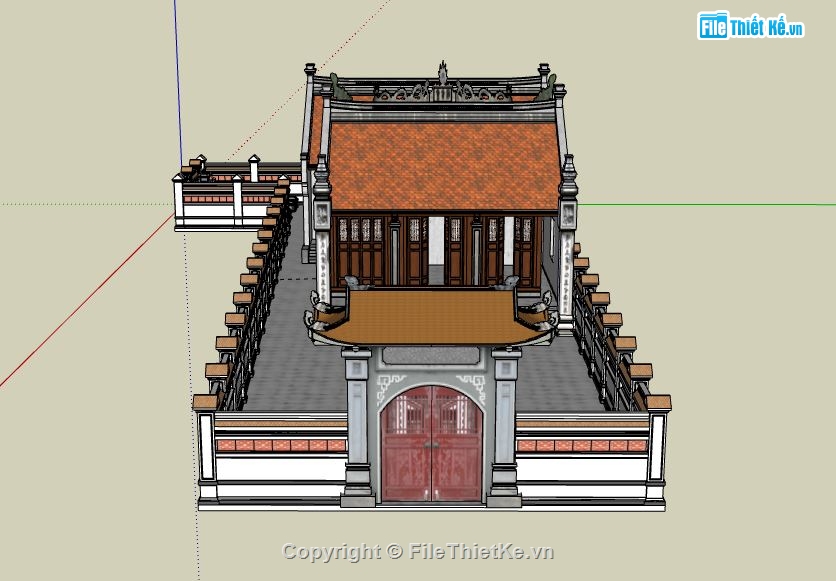 Nhà thờ 3 gian,Nhà thờ sketchup,Model su nhà thờ,nhà thờ họ file sketchup,nhà thờ họ