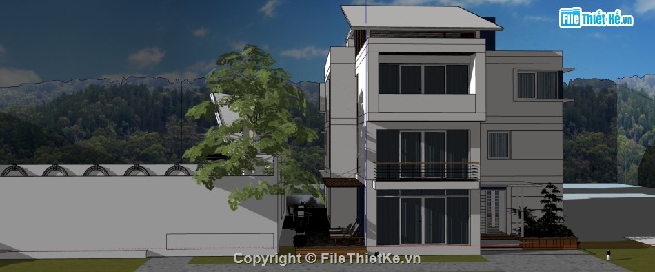 sketchup nhà thờ,nhà thờ dựng file sketchup,nhà thờ đức mẹ